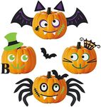 Leikedun 【𝟮𝟬𝟮4 𝗡𝗲𝘄】 36pcs Halloween Pumpkins Decorations Felt Pumpkin Decoration Stickers Classic Pumpkin face Emoji Stickers Craft for Kids DIY