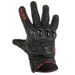 Richa Rock CE Approved Men’s Motorcycle Gloves – Protective Leather Short Gloves with Knuckle Armor, Breathable Vents, Flexible Fit & Reinforced Palm (Black/Red, L)