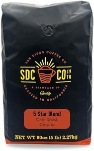 San Diego Coffee 5 Star Blend, Dark Roast, Ground Coffee, 5-Pound Bag Café molido tostado