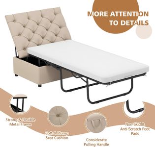 COSTWAY Folding Sofa Bed – Beige Convertible Sleeper Chair