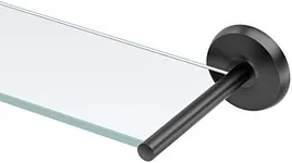 Gatco 5077MX Desinger II Glass Shelf, Matte Black/Wall Mounted 22.50" x 5.85" Tempered Glass Shelf