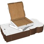 Here to There Packaging (HTTP) White Pizza Boxes - 14 x 14 Pizza Box Size, Corrugated, Kraft – 50 Pack