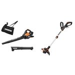 WORX WG583E.9 36V (40V MAX) Dual Battery Brushless Leaf Blower/Vacuum & WG163E.9 18V (20V Max) Cordless Grass Trimmer, Strimmers, Line Strimmer Edge Cutter