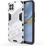 EASSGU Case for Honor 70 Lite 5G / Honor X8 5G / Honor X6 (6.5 Inches), with Kickstand PC Silicone Shockproof Armor Mobile Phone Case - Silver