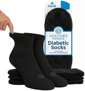 Doctor's Choice Diabetic Socks for Men, Seamless Ankle Socks with Non-Binding Top, Provides Extra Comfort for Gout, 4-Pairs, Black, Large, Size 10-13