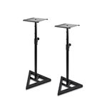 Pyle-Pro Pyle Universal Monitor Speaker Stands - Heavy Duty Studio Speakers Holder 9” Metal Square Platform 26” - 52” Telescopic Height Adjustment & Three-Point Triangle Base Plate w/ Floor Spikes - AZPSTND35