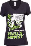 Devil's Harvest (1942 Poster) | Funny Absurd Vintage Drug War Marijuana Weed Pot Propoganda Women's V-Neck T-Shirt -(Vneck,3XL) Black Heather