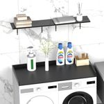 Washer Dryer Countertop and Shelves Set with Edge Rails 27.5" Depth x 54" Width Melamine Black, Release Your Laundry Room, Table Top for Washer and Dryer, Washer Dryer Work Surface