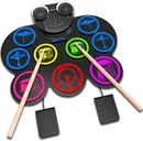 CNAPXAIA Batterie Électronique Portable, 9 Pads en Silicone Batterie Enfant avec Haut-parleurs, Support Casque/Bluetooth/MIDI, Idéal Cadeau de Batterie Musique Instrument pour Adultes Débutant