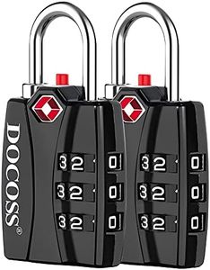 Docoss Metal TSA 3 Digit Number Lock for Bag, Luggage, Travel (Black) - Set of 2 | Zinc,Metallic Finishes | Black - Number Combination TSA Lock for Luggage
