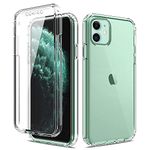 LCHULLE Crystal for iPhone 11 Case 360 Shockproof Clear Cover Silicone Glossy Bumper Screen Protector, Front and Back Full Body Drop Proof Protective Anti Yellow Case for iPhone 11-Transparent