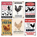 6 Piece Metal Signs Chicken Signs for Funny Coop Decor Signs for Outdoor Decor Farm Plaque Yard Chicken Coop Gift for Chicken Lovers Chickens Plaque 8x12 Inch