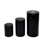 Cannabising Black Airtight Vacuum Sealed Kitchen Storage Jar Set | Negative Air Suction Technology | Light & Durable | Storage Jar | Smell Resistent Container | Coffee Storage Jar