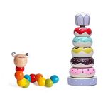 Channapatna Toys Organic Wooden Doughnut Stacking Toy for Kids Twisting Toy - (1 Year+) - Montessori Toys for Toddlers 1-3 Years Old and Up - Multicolor - Pack of 1 - Develop Fine Motor Skills