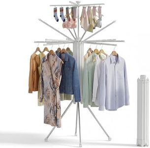 RFOUO Clothes Drying Rack Aluminum-4 Legs 16rods Double Layer, Portable Foldable Drying Rack,Space Saving Laundry Drying Rack,Drying Rack Clothing for Laundry Bedroom Household