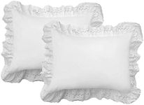 Fresh Ideas Eyelet Ruffled Pillow 2 Pack Sham Standard, White