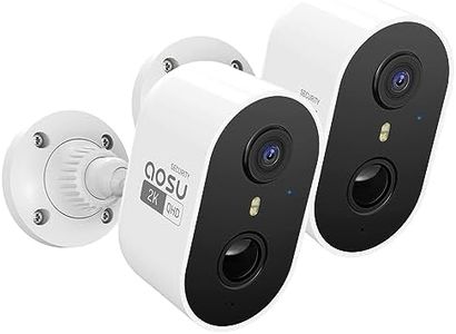 AOSU 2PACK Security Cameras Wireless Outdoor, 2K Battery Powered Camera Surveillance Exterieur Sans Fil with Spotlight & Siren, 2 Way Audio, PIR Human Detection, No Monthly Fee, 2.4Ghz Wi-Fi Only