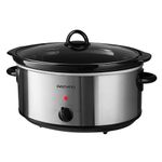 Daewoo SDA1788 6.5L Slow Cooker | Stainless Steel | 3 Heat Settings | Dishwasher Safe Pot & Lid | Power Indicator | Useful Carry Handles | Raised Feet | Manual Temperature Control | 265W, Grey