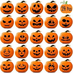 Whaline Halloween Pumpkin Stickers 24Pcs Black Pumpkin Face Stickers 28x35cm Classic Expression Decals for Pumpkins and Squashes Make Your Own Jack-O-Lantern Face Decals for Halloween Party Decoration