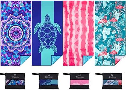 Qinqinamu Microfiber Beach Towel with Bag Oversized 71x32 Sand Free 4 Pack