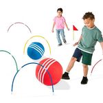 HearthSong Oversized Kick Croquet Outdoor Game fro 4+ years With Two 14" Cloth-Covered Balls, Seven Wickets, and Two Finish Flags