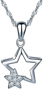 Infinite U, collana con ciondolo doppio a forma di stella. Collana in argento sterling 925 con zirconia cubica. Gioiello elegante, adatto per donne e ragazze