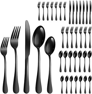 Erised's Bifrost Modern Classic 40 Piece Mirror Polished Stainless Steel Flatware Cutlery Set Service fpr 8,Portable Utensils,Travel Camping,Dishwasher Safe,Steak,Daily Use