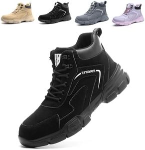 Botas de Seguridad para Hombre Mujer Impermeable Ligeras Zapatos de Seguridad con Punta de Acero Antideslizante Botas de Trabajo Negro 39 EU