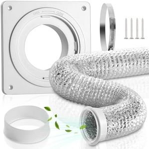 Fosenlion Dryer Vent Wall Plate with Hose(4 inch 8 feet), Twist Lock Dryer Vent Connector Kit, 4 Inch Dryer Duct Connector Flange, for Wall Exhaust Vent, Ceiling or Warmhouse Air Circulation