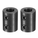 uxcell 2pcs Shaft Coupling 3/8" Bore, 3/4" OD, 1" Length, Black Oxide Plated Steel Rigid Coupling, Motor Wheel Coupler, (2 Set Screws)