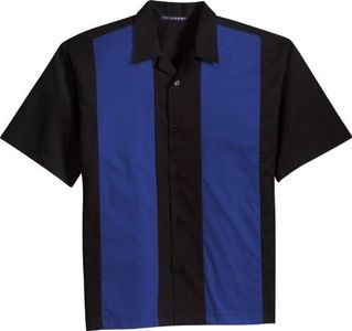 Port Authority - Two-Tone Retro Camp Shirt. S300 - Black / Royal - XX-Large