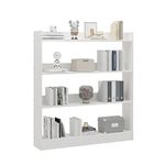 Flrrtenv Bookshelf, 4 Tier Bookcase Shelving, Standing Book Shelf Cabinet, Wooden Storage Rack for Living Room, Bedroom, Office, 7.87 * 39 * 43.3 Inch, Modern White