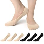 No Show Socks for Women - 6 Pairs Non Slip Invisible Socks Women, Cotton Ultra Low Cut Liner Socks Ladies Trainer Sneaker Socks Shoe Liners for Loafer Flats Boat Shoes UK Size 5.5 to 8