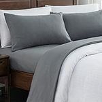 Softan Micro Fleece Queen Sheets Set 4-Piece Polar Velvet Fleece Bed Sets with 15" Deep Pocket Fitted Sheet, Warm Fuzzy Queen Sheets for Winter，Dark Grey