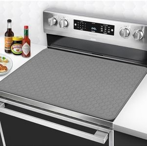 Silicone Stove Cover for Electric and Glass Top Stoves, 28 x 20 Inch Mat, Heat Resistant Cooktop Protector for Extra Kitchen Space (Grey)