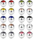 Ruifan 10PRS(20PCS) 5mm Externally Threaded 316L Surgical Steel Jeweled CZ Replacement Balls Body Jewelry Piercing Barbell Parts for Tongue Belly Navel Nipple Ring 14G