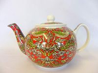 William Morris red Strawberry Thief 2 Cup teapot from The Abbeydale Collection.