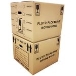 10 Extra Large Cardboard Storage Packing Moving House Boxes with Carry Handles and Room List 53cm x 53cm x 41cm 115 Litres