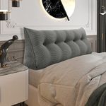BNCKTRD Triangle Wedge Headboard Pillow Large Back Support Pillow for Sitting up in Bed Daybed Bolster Backrest Cushion (Dark Gray, Queen: 59x20x8)