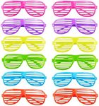 12 Pcs Plastic Shutter Shades Glasses,Neon Color Shutter Glasses 80's Party Slotted Sunglasses (6 Colors)