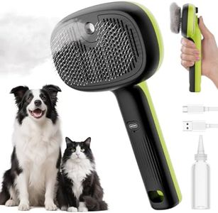 pecute Katzenbürste mit Dampf, Multifunktionale Katze Steamy Brush, Katzenbürste mit Spray Große Kapazität Wassertank, Dampfb ürste Katze Massage Kamm für Langhaar Hunde Katz, Nur Kühler Nebel (Grün)