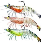 TRUSCEND Pre-rigged Fishing Jigs, 1:50 Super Durable TPE Fishing Lures, Well-made Lifelike Shrimp Crayfish Shad Swimbait, Weedless Lure for Bass Trout Walleye, Saltwater Fishing Gear, Keep Separately!