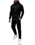 COOFANDY Men's Tracksuit 2 Piece Set Jogging Bottoms Full Zip sweatpants Athletic Outwear with Side Pockets Long Sleeve Jogging Gym Causal Black L