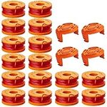 WA0010 String Trimmer Spool Line 0.065"10ft Compatible with Worx WA0010 WA0004 WG151 WG154 WG155 WG160 WG163 WG170 WG175 WG180 Weed Wacker Eater String with WA6531 GT Spool Cover (16 Spool, 4 Cap)