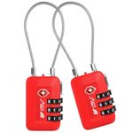 BV TSA Approved Luggage Travel Lock, Set-Your-Own Combination Lock for School Gym Locker, Luggage Suitcase Baggage Locks, Filing Cabinets, Toolbox, Case (Red, 2 Pack)