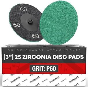 3" Quick Change Zirconia Sanding Discs with a Male R-Type Backing Surface Finish Grind Polish Burr Rust Paint Removal Use with Die Grinder (25 Pack)-Grit 60