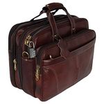 HYATT Leather Accessories 16 Inch Expandable Leather Laptop Briefcase Office Bags for Men (NDML0001) (BROWN)