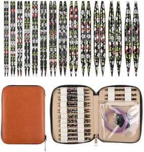 GUCLUD Interchangeable Circular Knitting Needles Set, 4-Inch Metal Circular Knitting Needles 3mm-10mm, Includes Cables, Accessories and Case, 13 Pairs