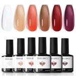 Modelones Gel Nail Polish Set, 6 Colors Brown Orange Gel Polish Nude Jelly Gel Nail Polish Set Soak Off Milky White Nail Gel Nail Art DIY Manicure Salon and Home for Women