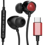 B&R Type C in-Ear Wired Earbuds USB C Earphones with Mic + Remote for Samsung Galaxy S10, S20, Fe, S21 Plus, S22, S23 Ultra/Pixel 4a/5/5a/6a/6 Pro and More - V100 Red